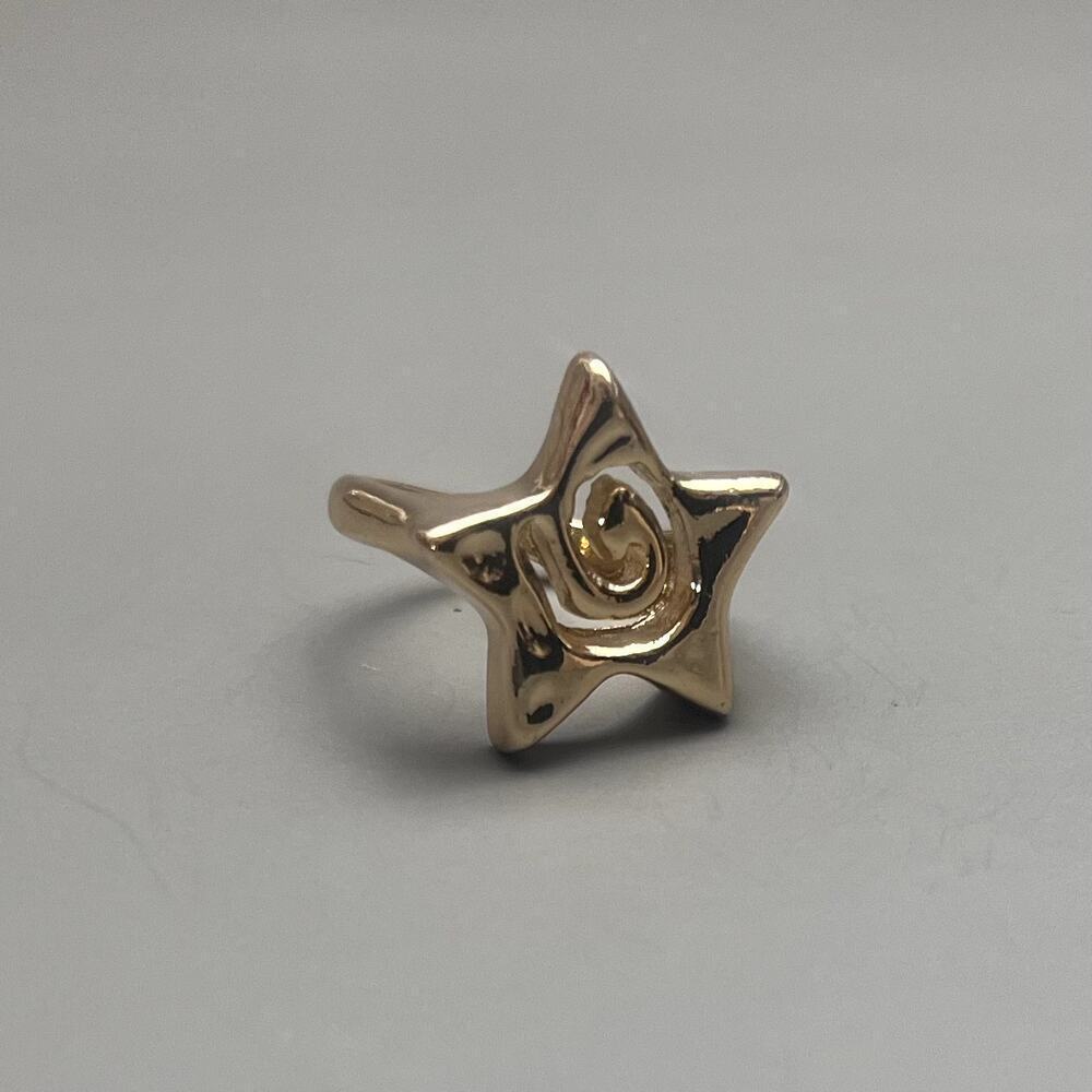 Y2k 2000s vintage adjustable gold star ring